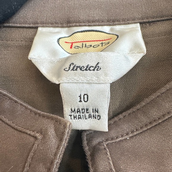 Talbots Stretch Size 10 Mocha Brown Lightweight Military Style Jacket - Picture 2 of 4